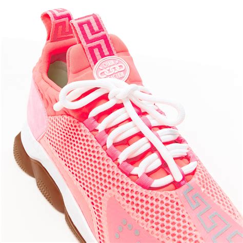 new VERSACE Cross Chainer fluorescent neon pink mesh low 